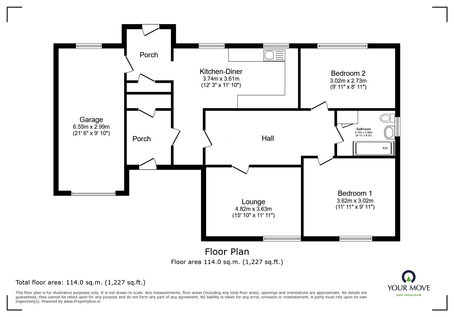 Floorplan of 2 bedroom Detached Bungalow for sale, Trevose Drive, North Hykeham, Lincolnshire, LN6