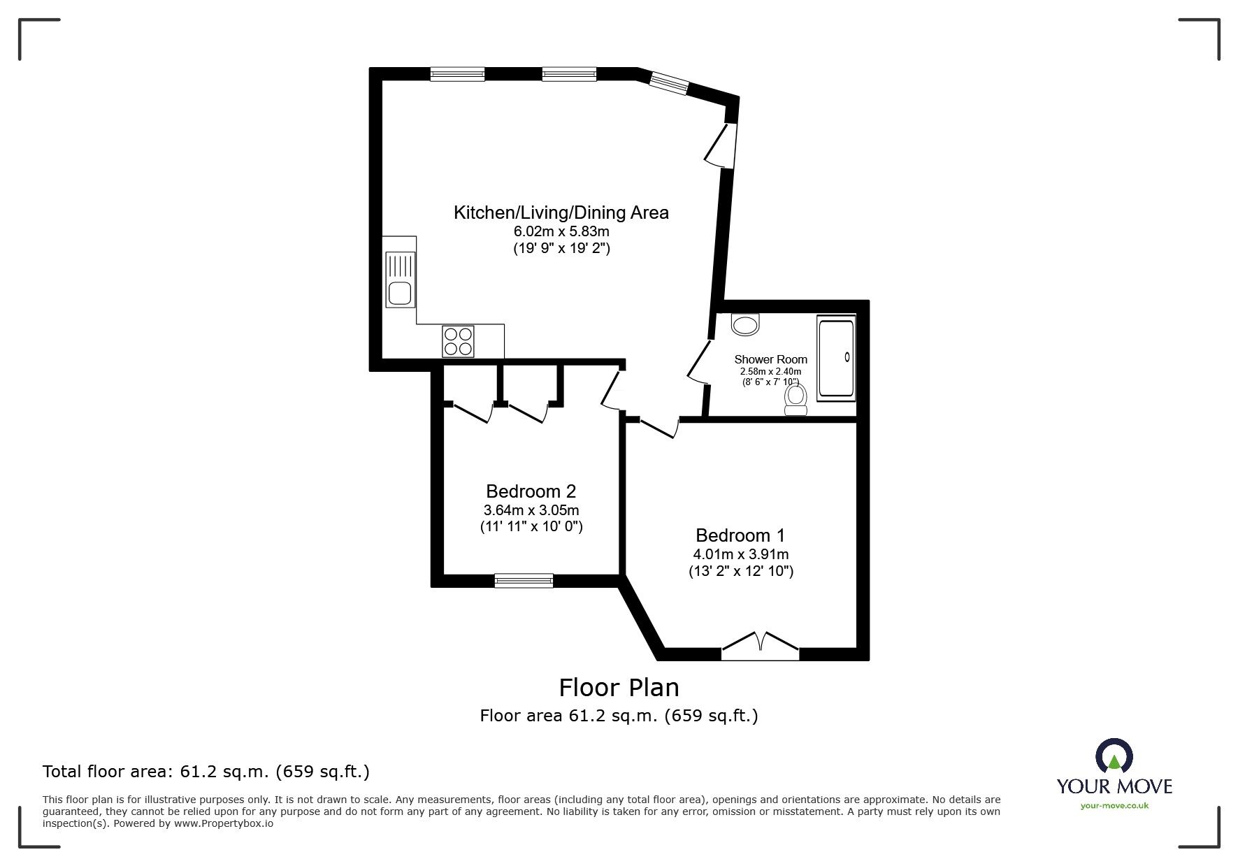 Floorplan of 2 bedroom  Flat for sale, Newark Road, Lincoln, Lincolnshire, LN6