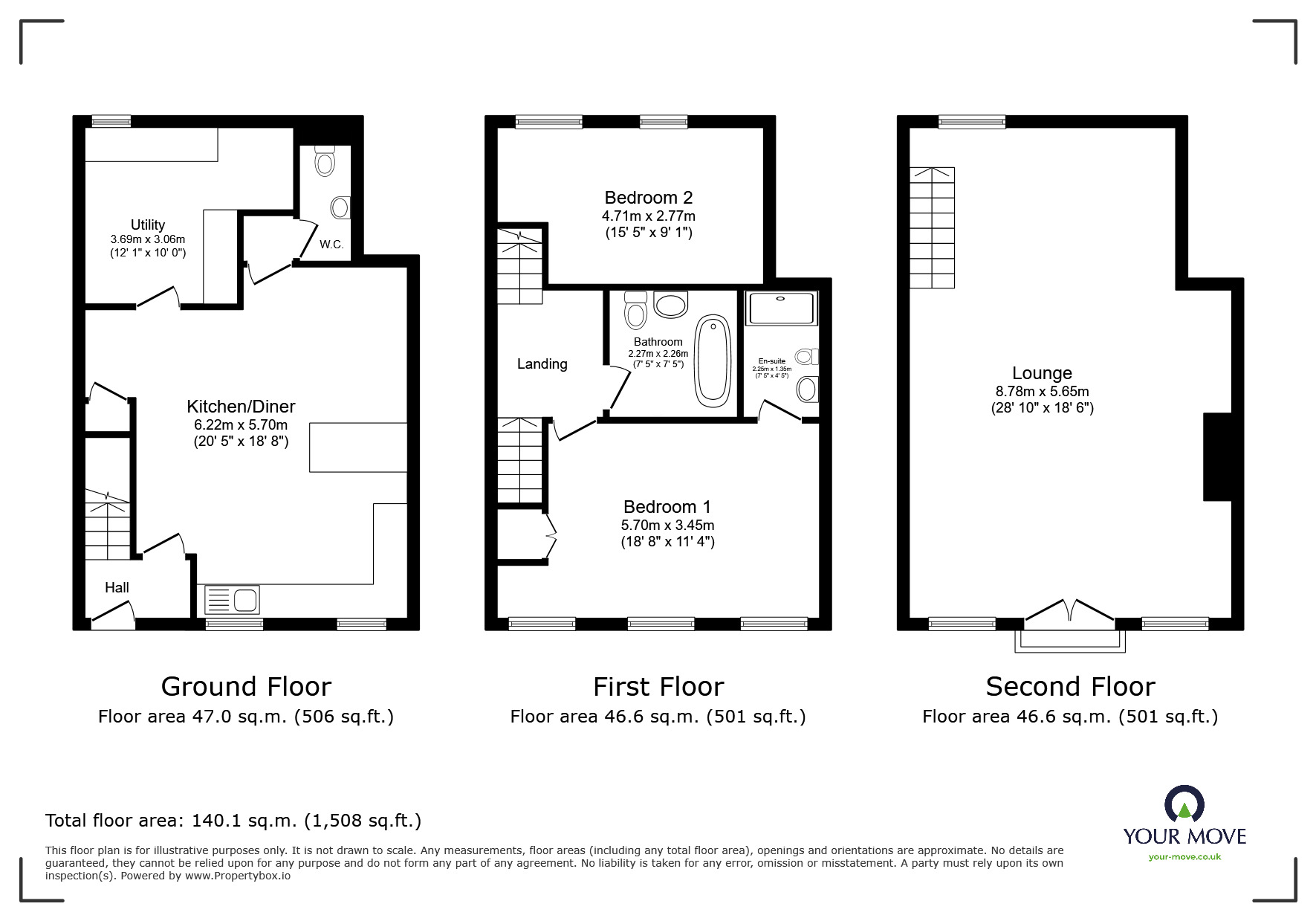 Floorplan of 2 bedroom Mid Terrace House for sale, The Maltkiln, Rectory Lane, Lincoln, Lincolnshire,, LN5