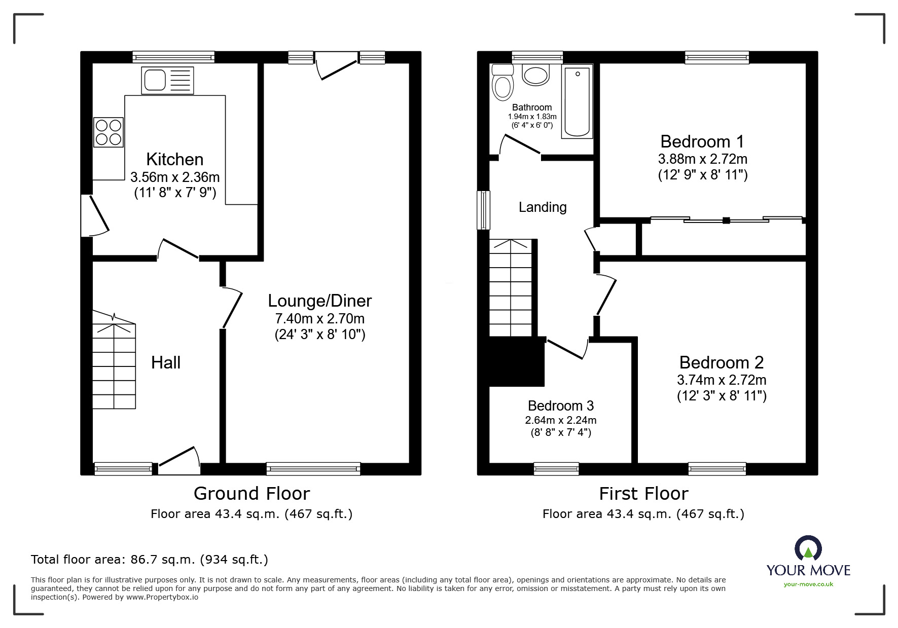 Floorplan of 3 bedroom End Terrace House for sale, Fairfield Street, Lincoln, Lincolnshire, LN2