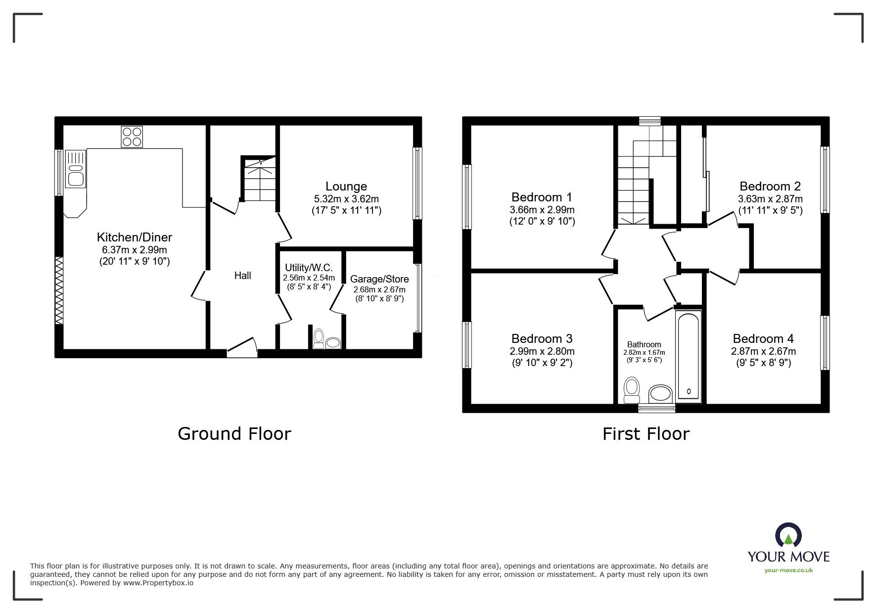 Floorplan of 4 bedroom Detached House for sale, Canterbury Drive, Washingborough, Lincolnshire,, LN4