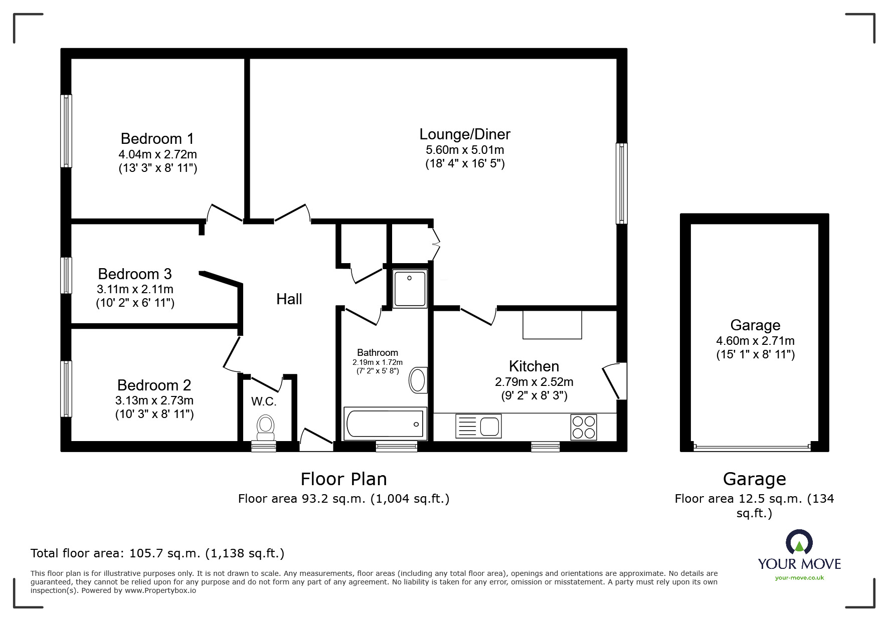 Floorplan of 3 bedroom Detached Bungalow for sale, Broughton Gardens, Lincoln, Lincolnshire, LN5