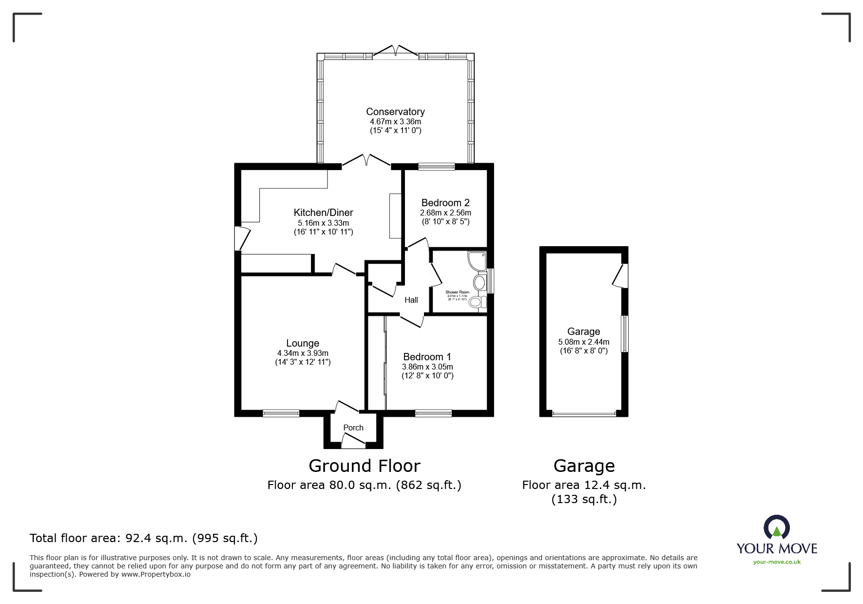 Floorplan of 2 bedroom Detached Bungalow for sale, Tudor Road, Lincoln, Lincolnshire, LN6