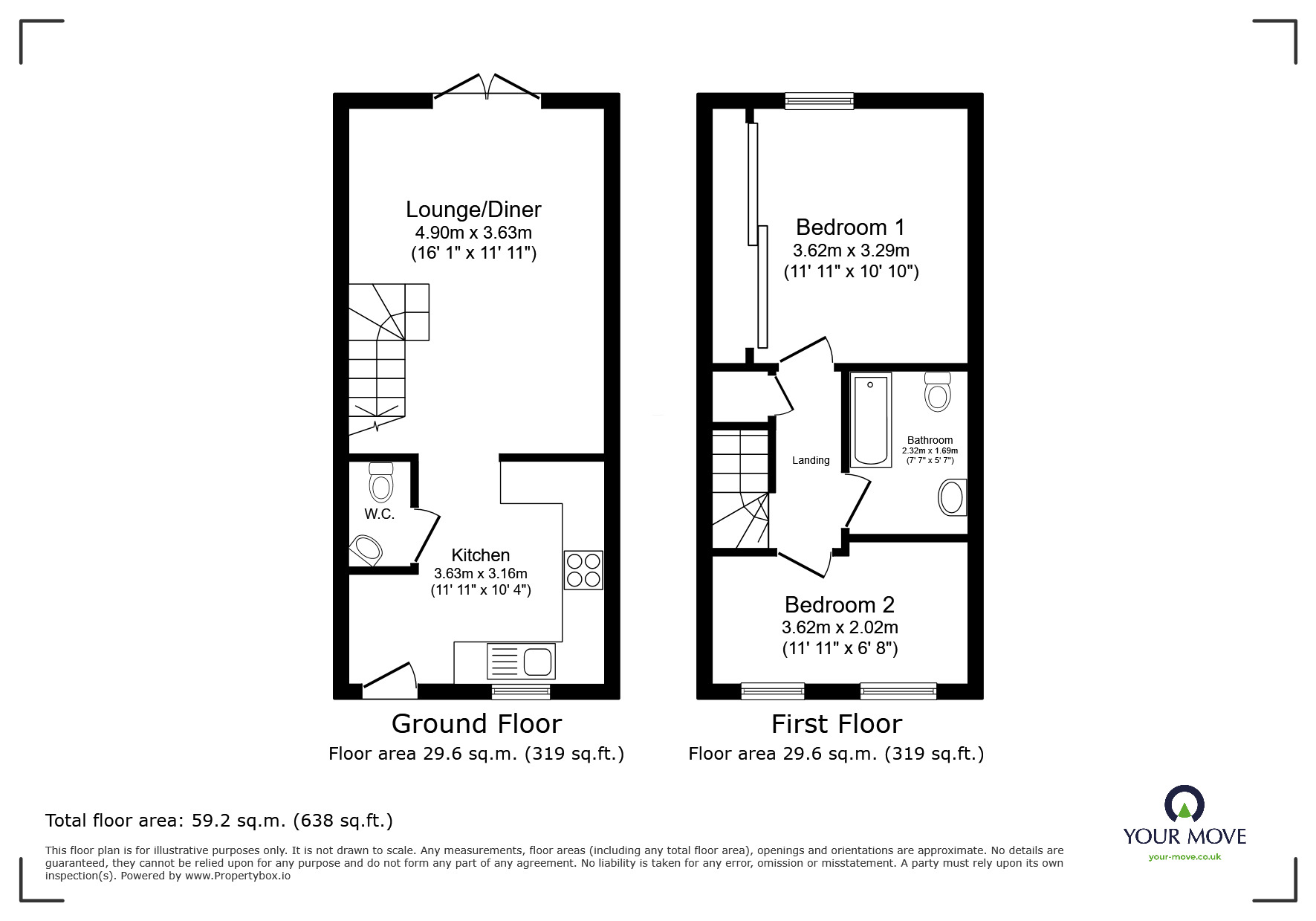 Floorplan of 2 bedroom Mid Terrace House for sale, Westbrooke Place, Lincoln, Lincolnshire, LN6