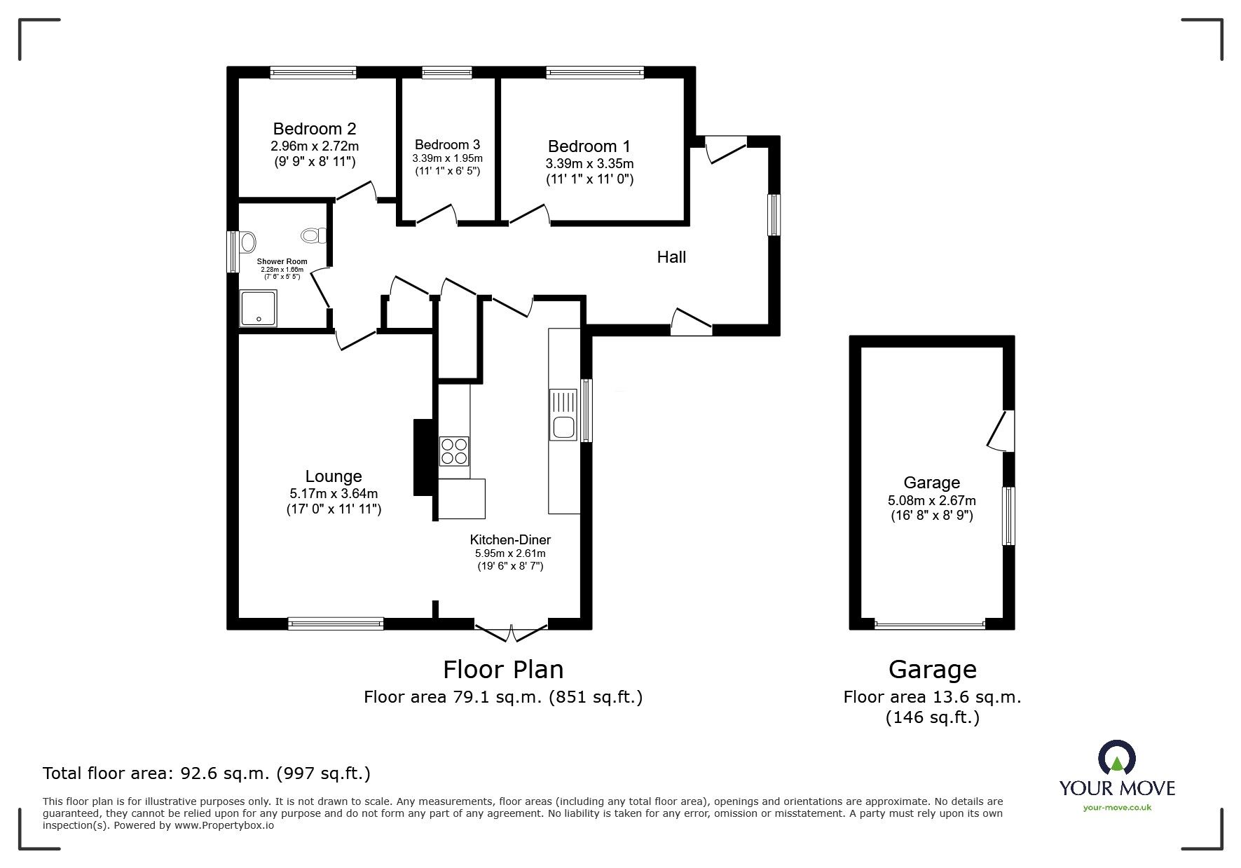 Floorplan of 3 bedroom Detached Bungalow for sale, Belvoir Close, Waddington, Lincolnshire,, LN5