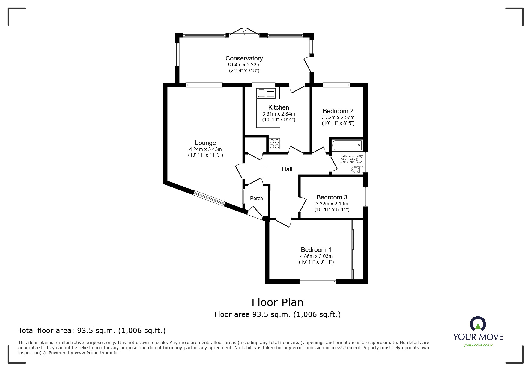 Floorplan of 3 bedroom Detached Bungalow for sale, Torksey Avenue, Saxilby, Lincolnshire, LN1