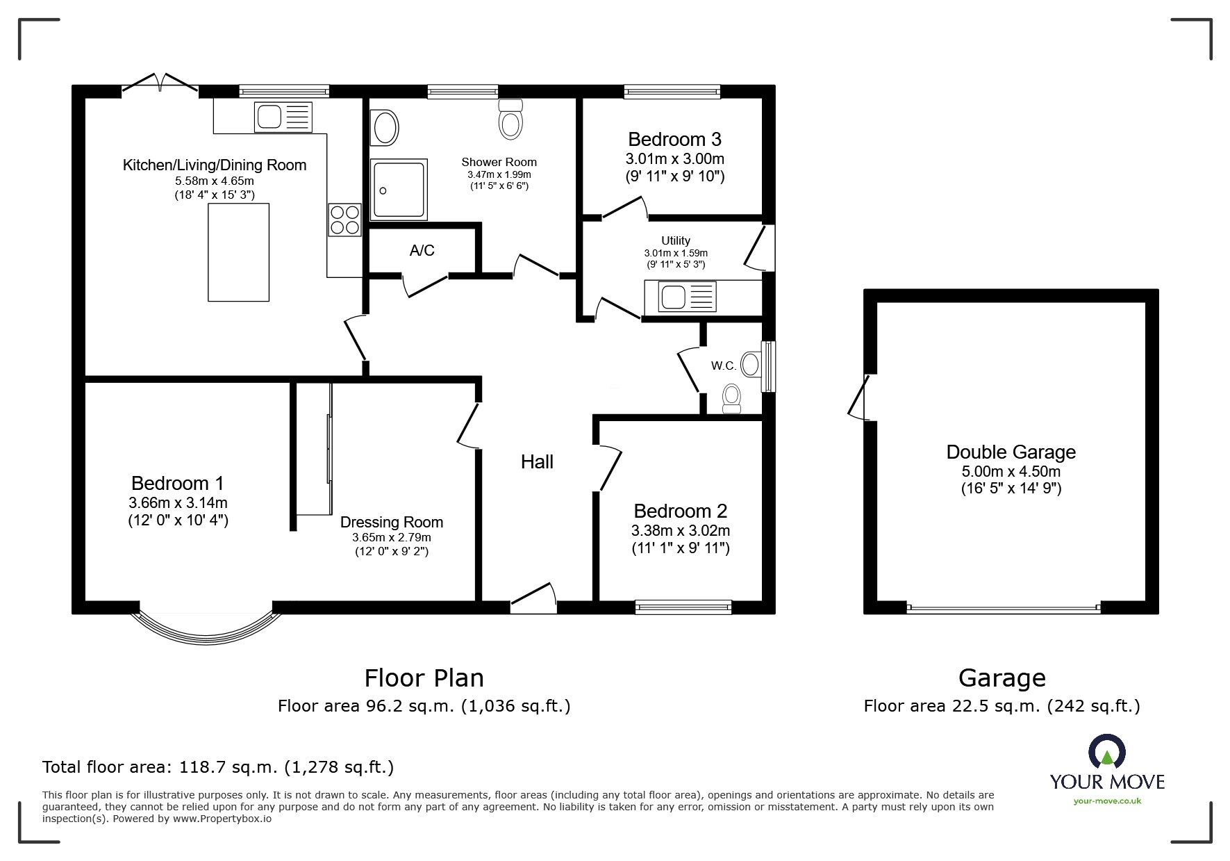 Floorplan of 3 bedroom Detached Bungalow for sale, Pelham Close, Sudbrooke, Lincolnshire, LN2