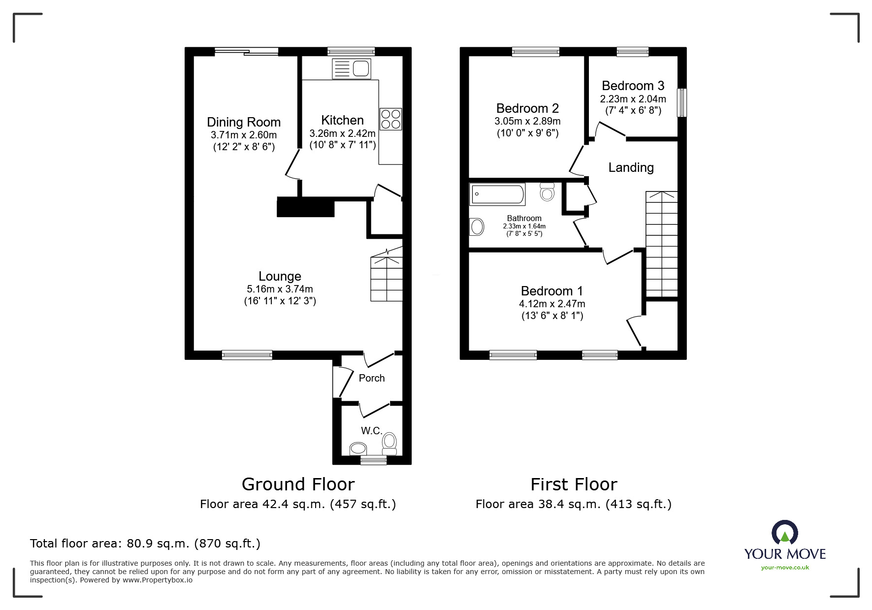 Floorplan of 3 bedroom Semi Detached House for sale, Lee Avenue, Washingborough, Lincolnshire, LN4