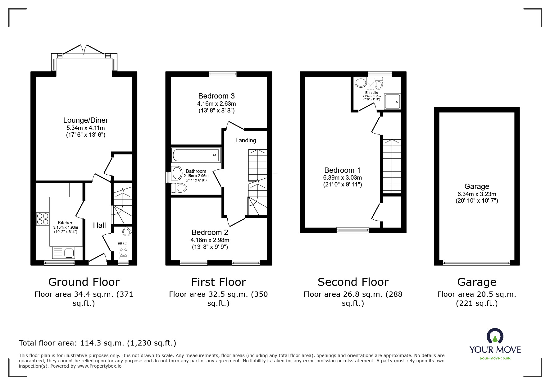 Floorplan of 3 bedroom End Terrace House for sale, Leland Close, Lincoln, Lincolnshire, LN2