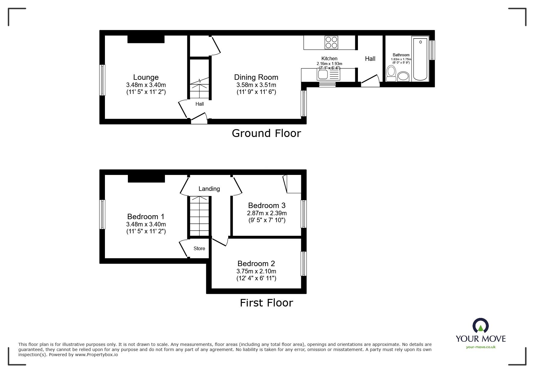 Floorplan of 3 bedroom Mid Terrace House to rent, Cross Street, Lincoln, Lincolnshire, LN5