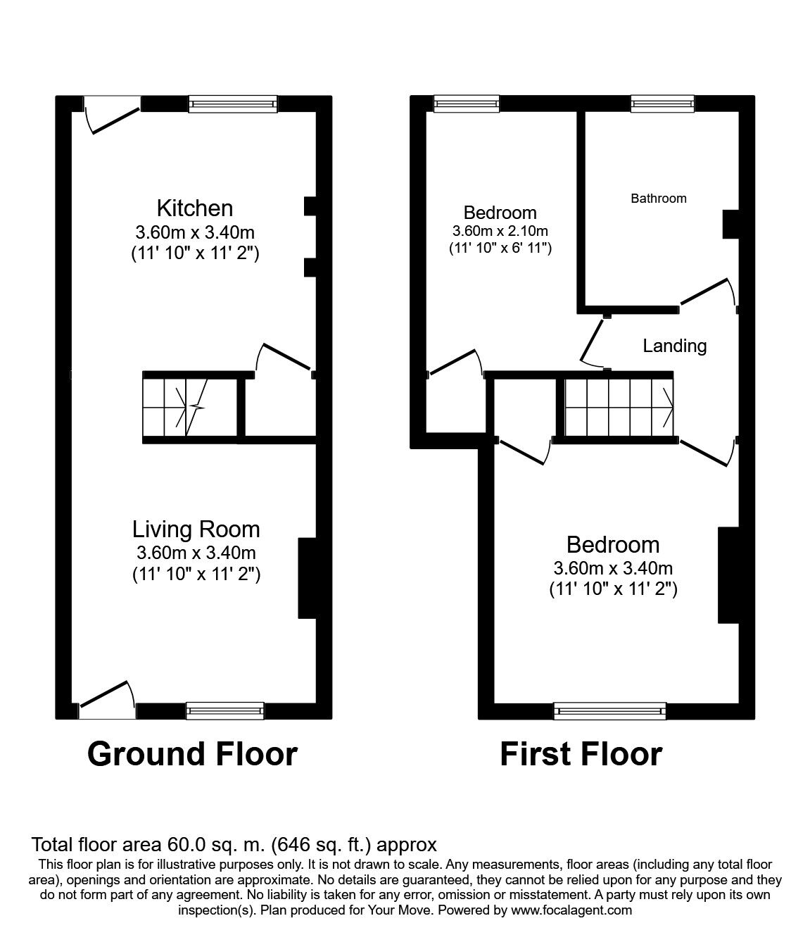 Floorplan of 2 bedroom Mid Terrace House to rent, Spencer Street, Lincoln, Lincolnshire, LN5