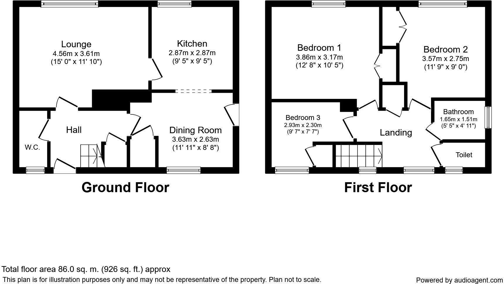 Floorplan of 3 bedroom End Terrace House for sale, Bettesworth Road, Hemswell Cliff, Lincolnshire, DN21