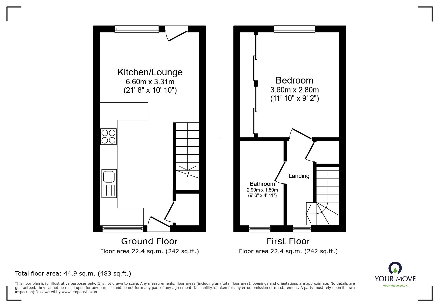 Floorplan of 1 bedroom Mid Terrace House for sale, Furndown Court, Lincoln, Lincolnshire, LN6
