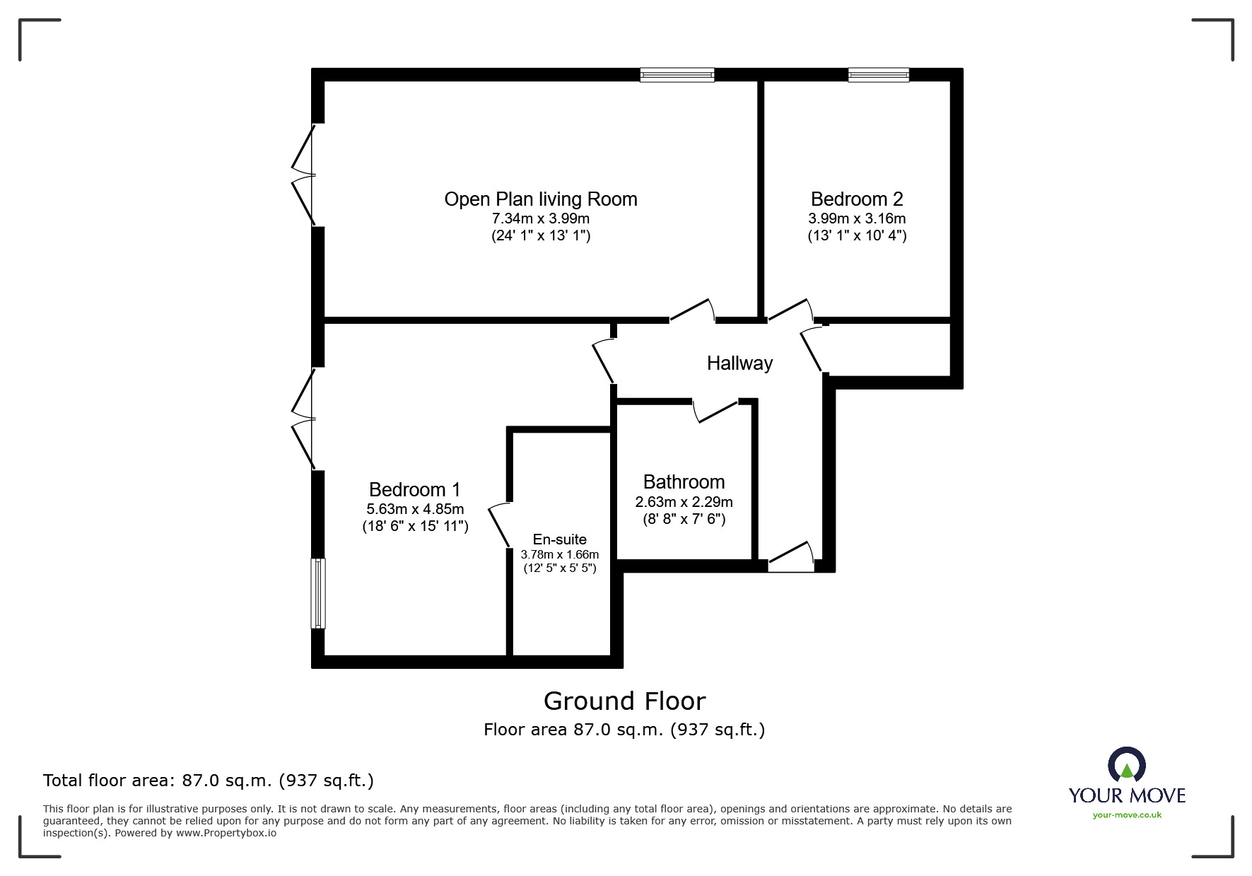 Floorplan of 2 bedroom  Flat for sale, South Park, Lincoln, Lincolnshire, LN5