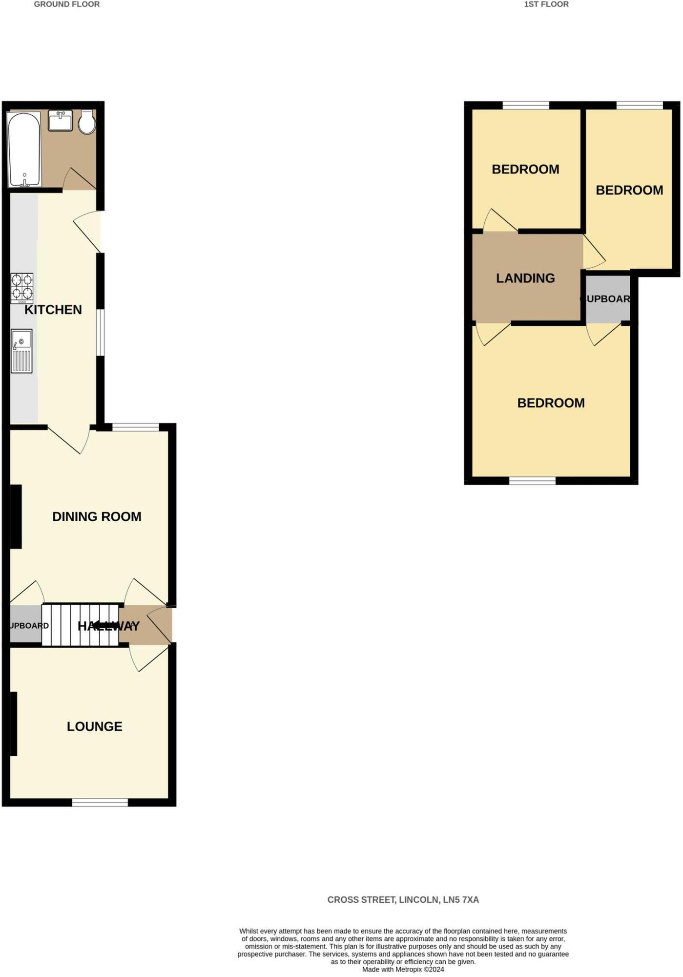 Floorplan of 3 bedroom Mid Terrace House to rent, Cross Street, Lincoln, Lincolnshire, LN5