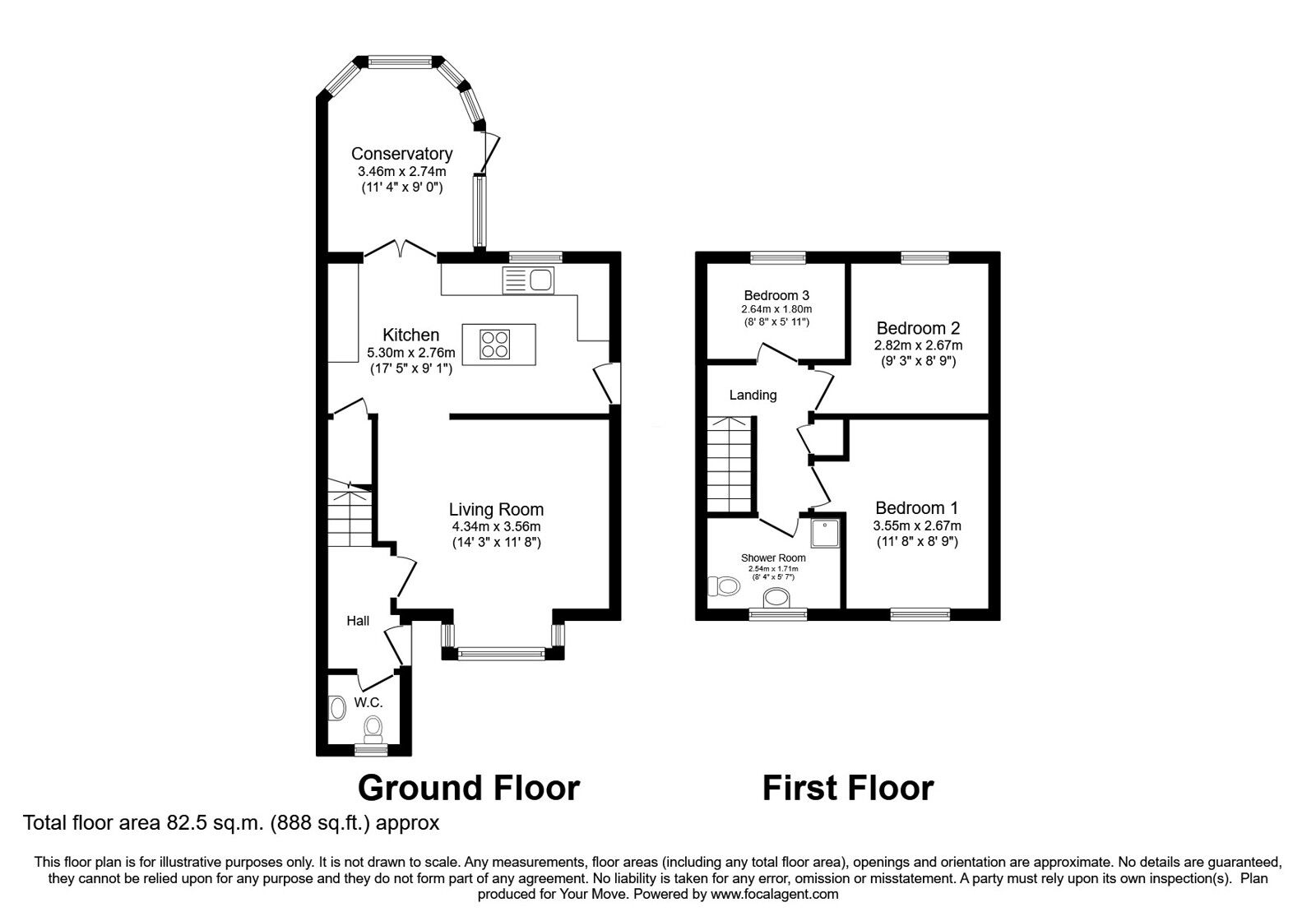Floorplan of 3 bedroom Semi Detached House for sale, Bramble Court, Nettleham, Lincolnshire, LN2