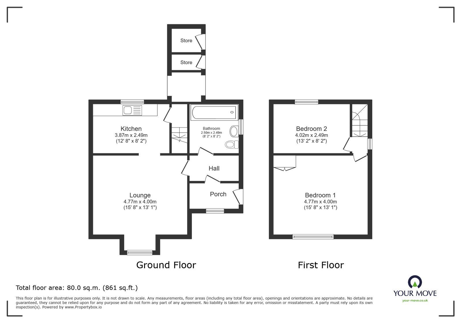Floorplan of 2 bedroom End Terrace House for sale, Watering Dyke Cottages, Grange-de-Lings, Lincolnshire, LN2