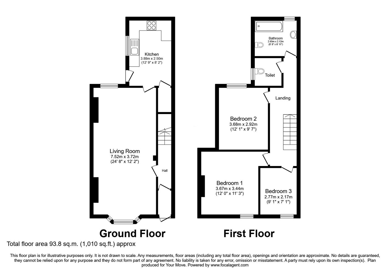 Floorplan of 3 bedroom End Terrace House for sale, Nelthorpe Street, Lincoln, Lincolnshire, LN5