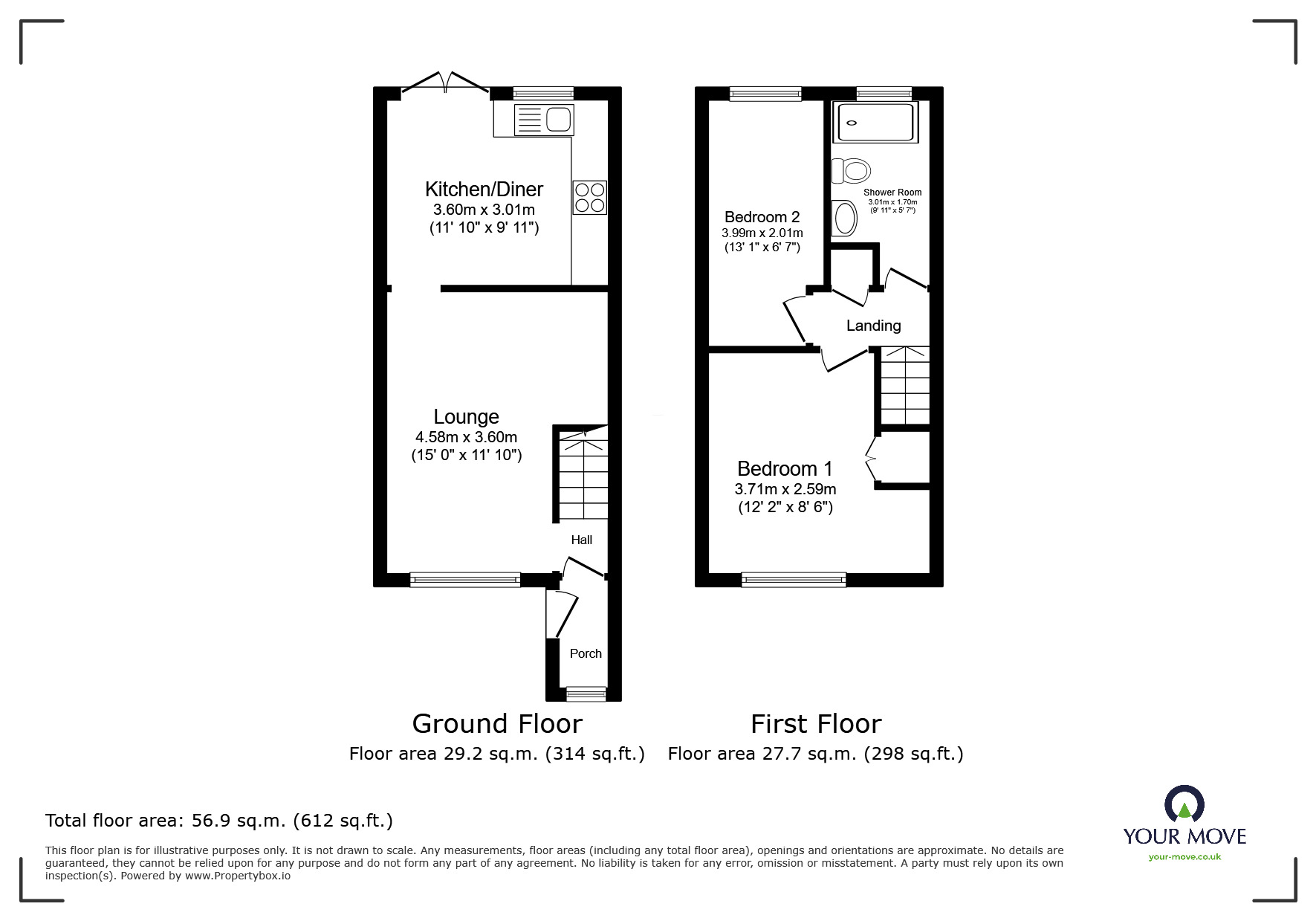 Floorplan of 2 bedroom Semi Detached House for sale, Foxglove Way, Lincoln, Lincolnshire, LN5