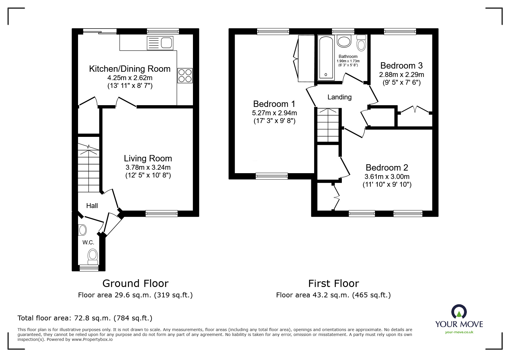 Floorplan of 3 bedroom Mid Terrace House for sale, Carram Way, Lincoln, Lincolnshire, LN1