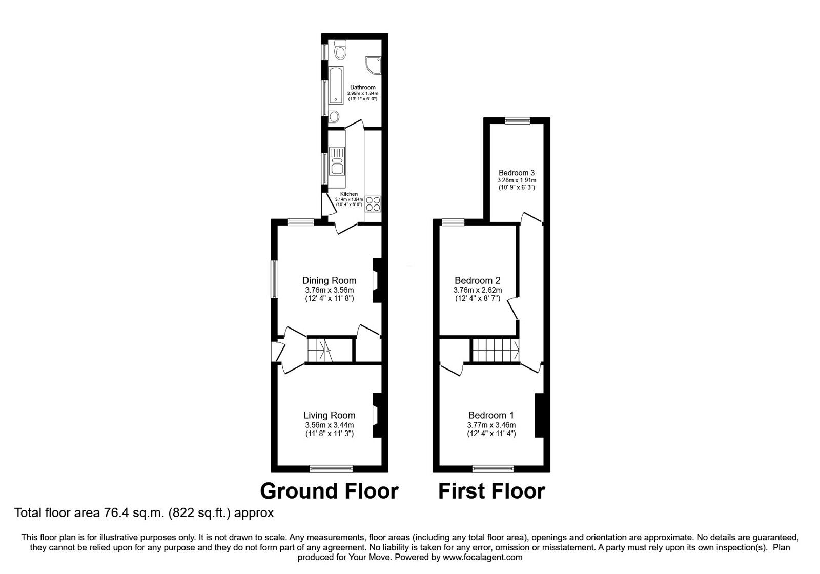 Floorplan of 3 bedroom End Terrace House for sale, Scorer Street, Lincoln, Lincolnshire, LN5