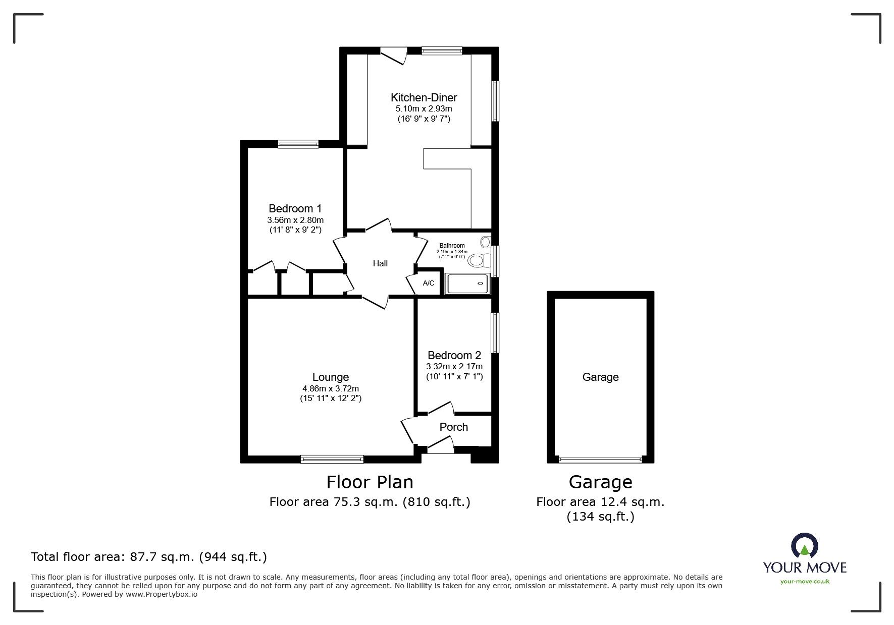 Floorplan of 2 bedroom Detached Bungalow for sale, Harewood Crescent, North Hykeham, Lincoln, LN6