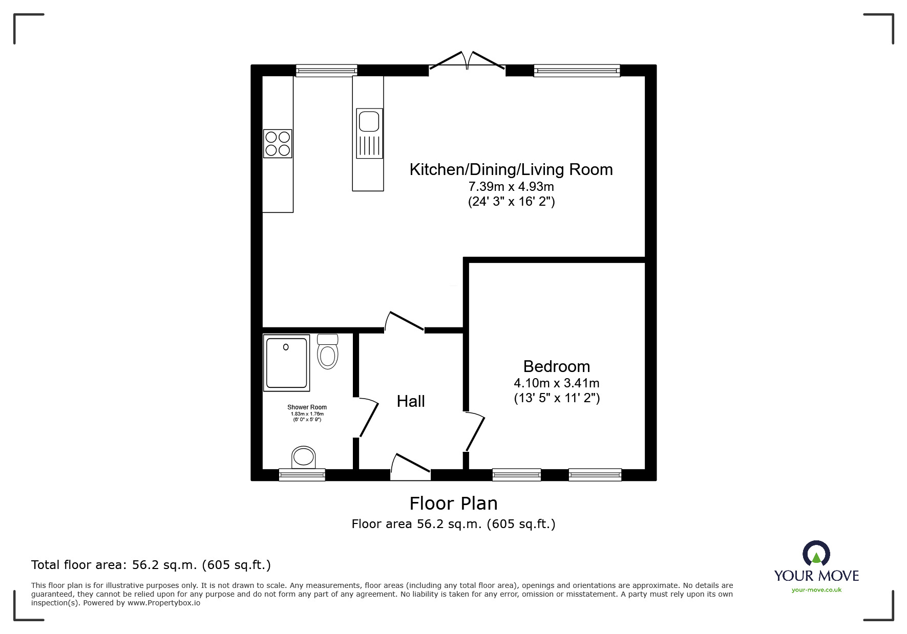 Floorplan of 1 bedroom End Terrace Bungalow for sale, Roman Wharf, Lincoln, Lincolnshire, LN1