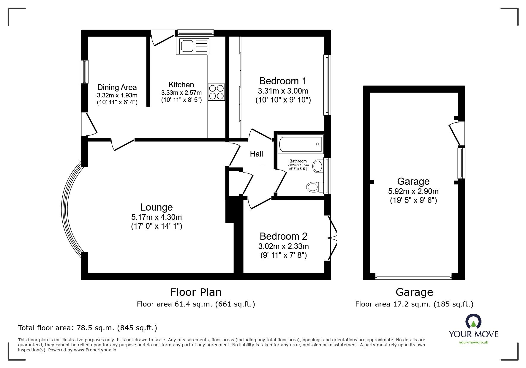 Floorplan of 2 bedroom Semi Detached Bungalow for sale, Malham Close, Lincoln, Lincolnshire, LN6