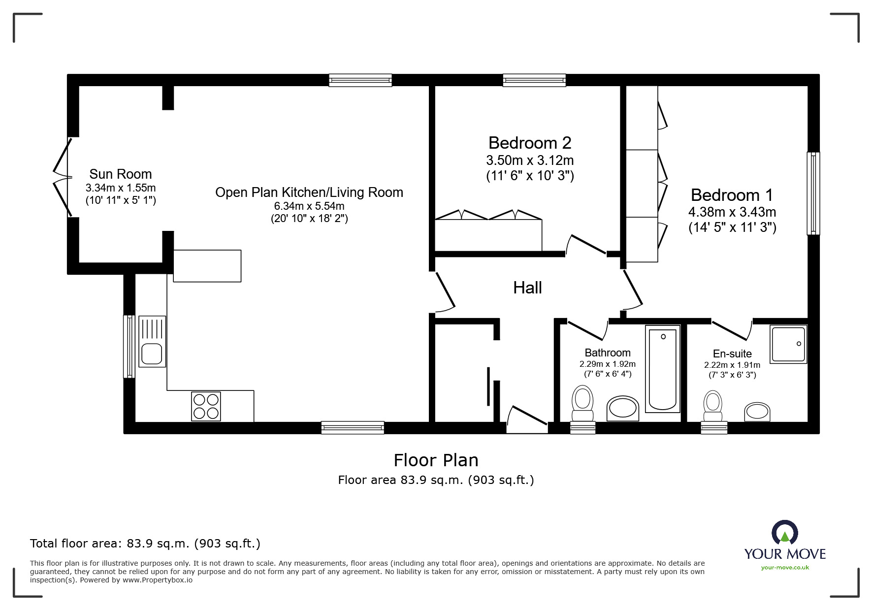 Floorplan of 2 bedroom Detached Property for sale, Duck Lake, Sleaford Road, Lincoln, LN4