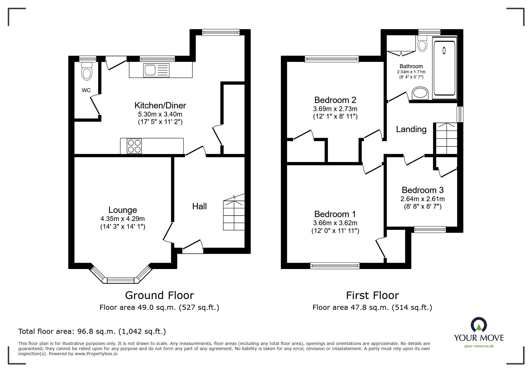 Floorplan of 3 bedroom Semi Detached House for sale, De Wint Avenue, Lincoln, Lincolnshire, LN6
