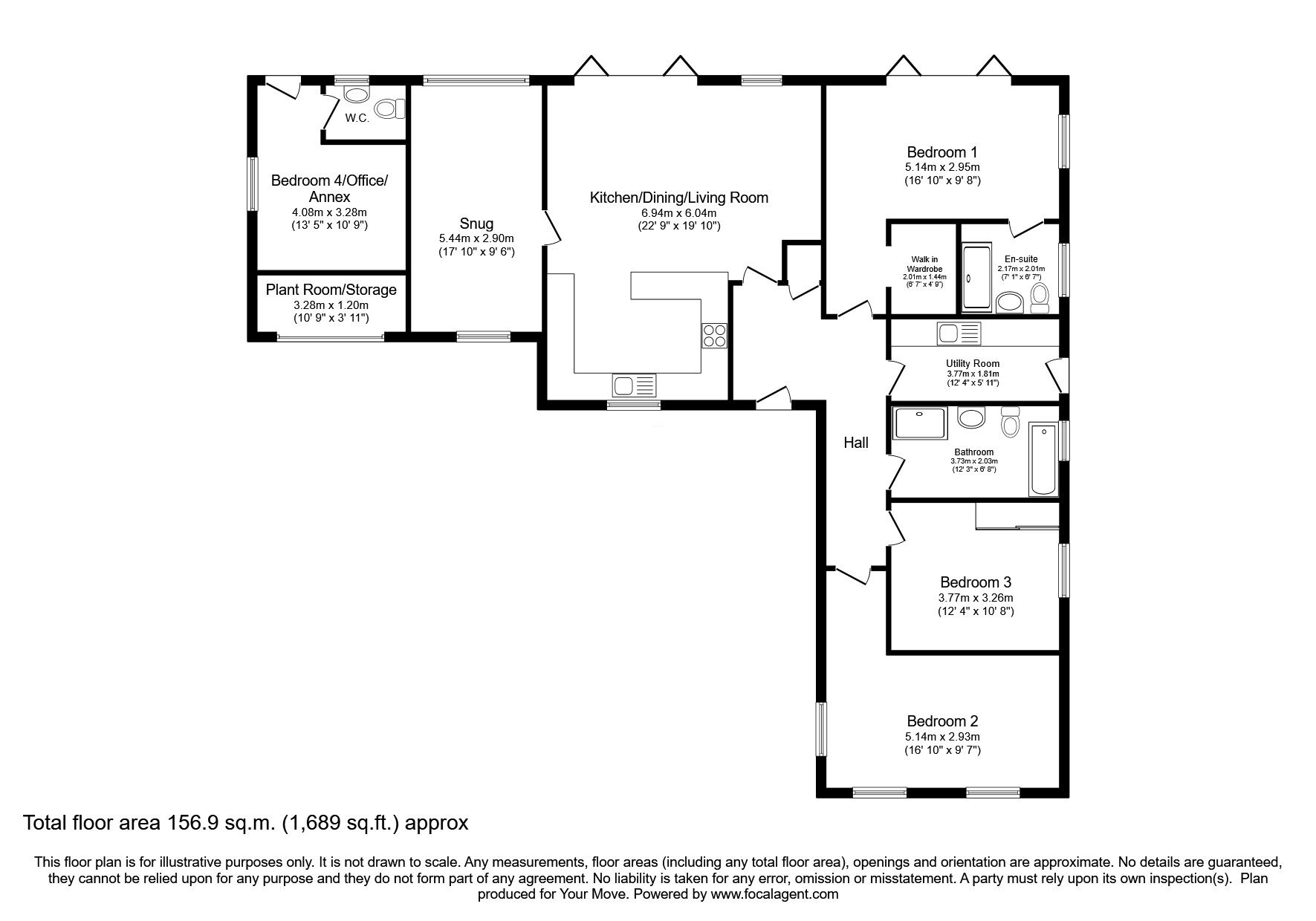 Floorplan of 4 bedroom Detached Bungalow for sale, Albion Crescent, Lincoln, Lincolnshire, LN1