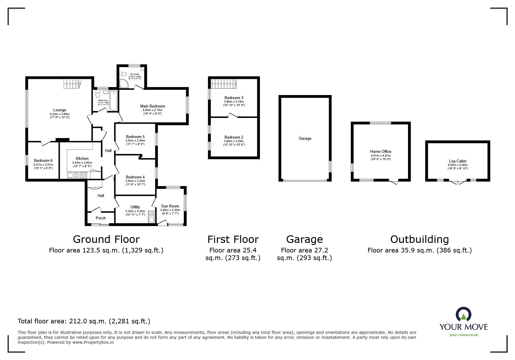 Floorplan of 6 bedroom Detached Bungalow for sale, Belvoir Close, Waddington, Lincolnshire, LN5