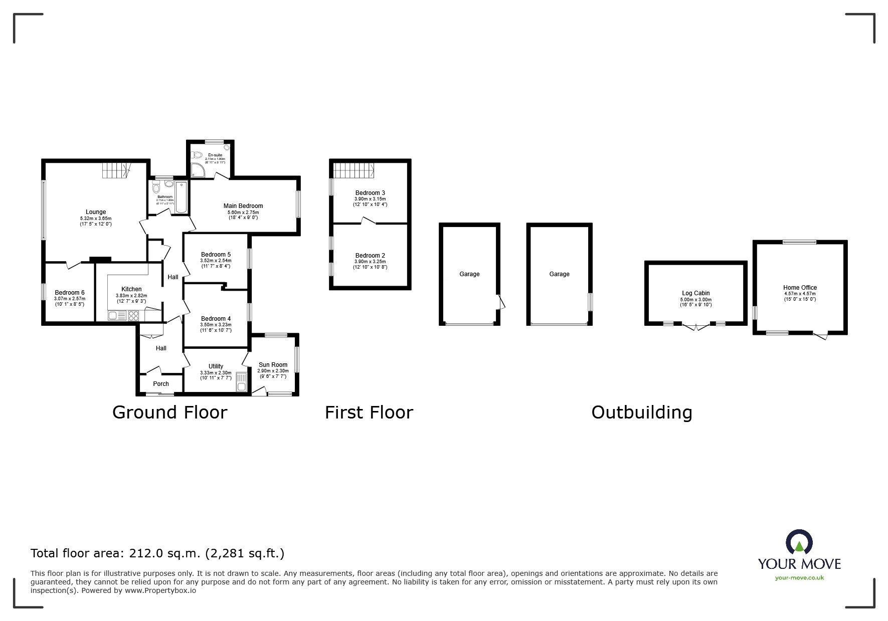 Floorplan of 6 bedroom Detached Bungalow for sale, Belvoir Close, Waddington, Lincolnshire, LN5