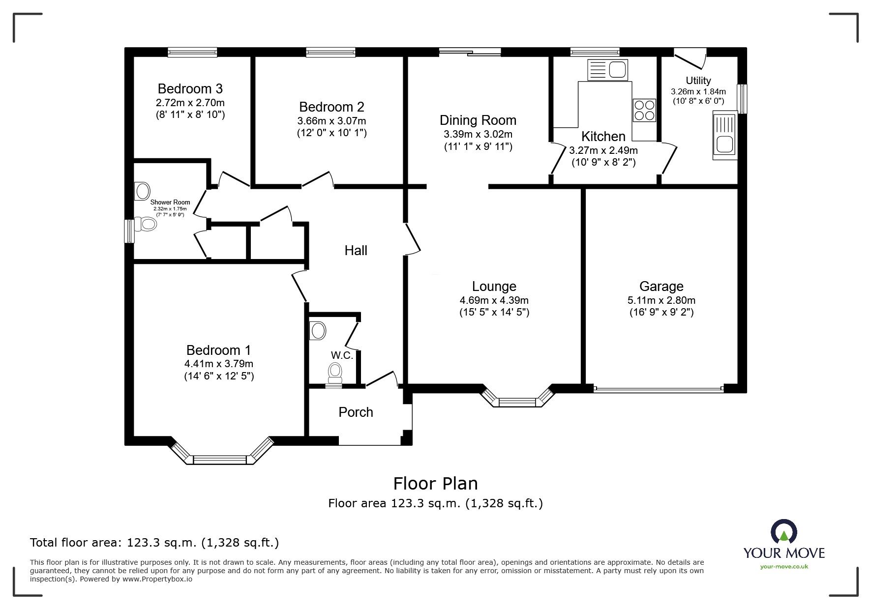 Floorplan of 3 bedroom Detached Bungalow for sale, Shearwater Road, Lincoln, LN6