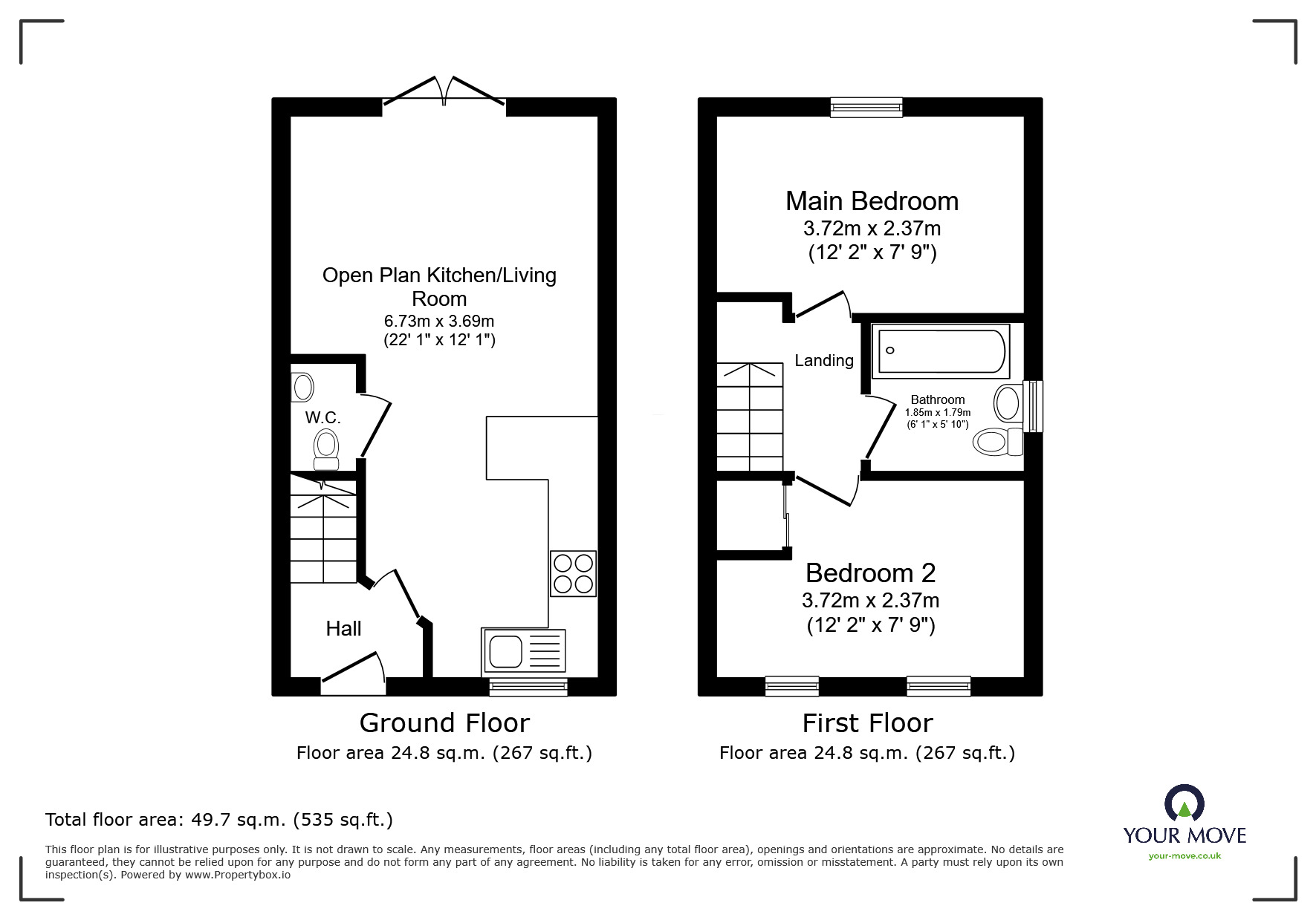 Floorplan of 2 bedroom End Terrace House for sale, New Park Place, Lincoln, Lincolnshire, LN2