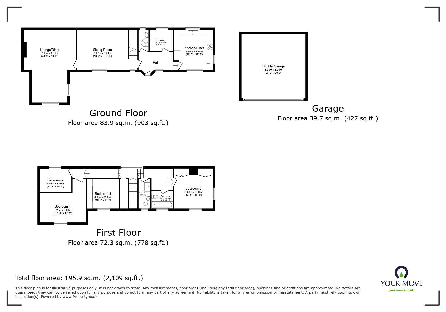 Floorplan of 4 bedroom Detached House for sale, Blind Lane, Waddington, Lincolnshire, LN5
