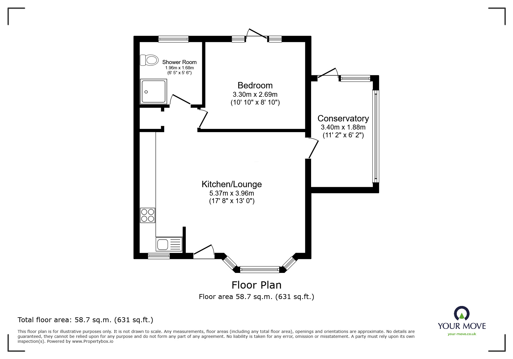 Floorplan of 1 bedroom Semi Detached Bungalow for sale, Railway Park Close, Lincoln, LN6