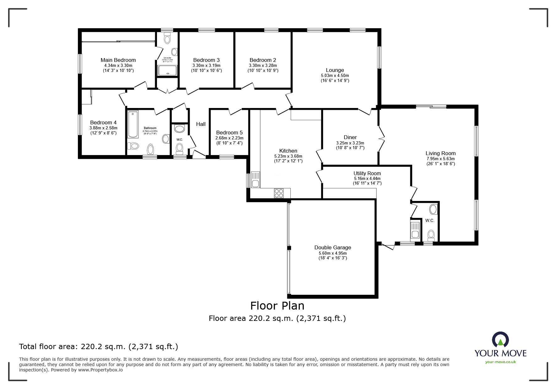 Floorplan of 5 bedroom Detached Bungalow for sale, Horncastle Road, Bardney, Lincolnshire, LN3