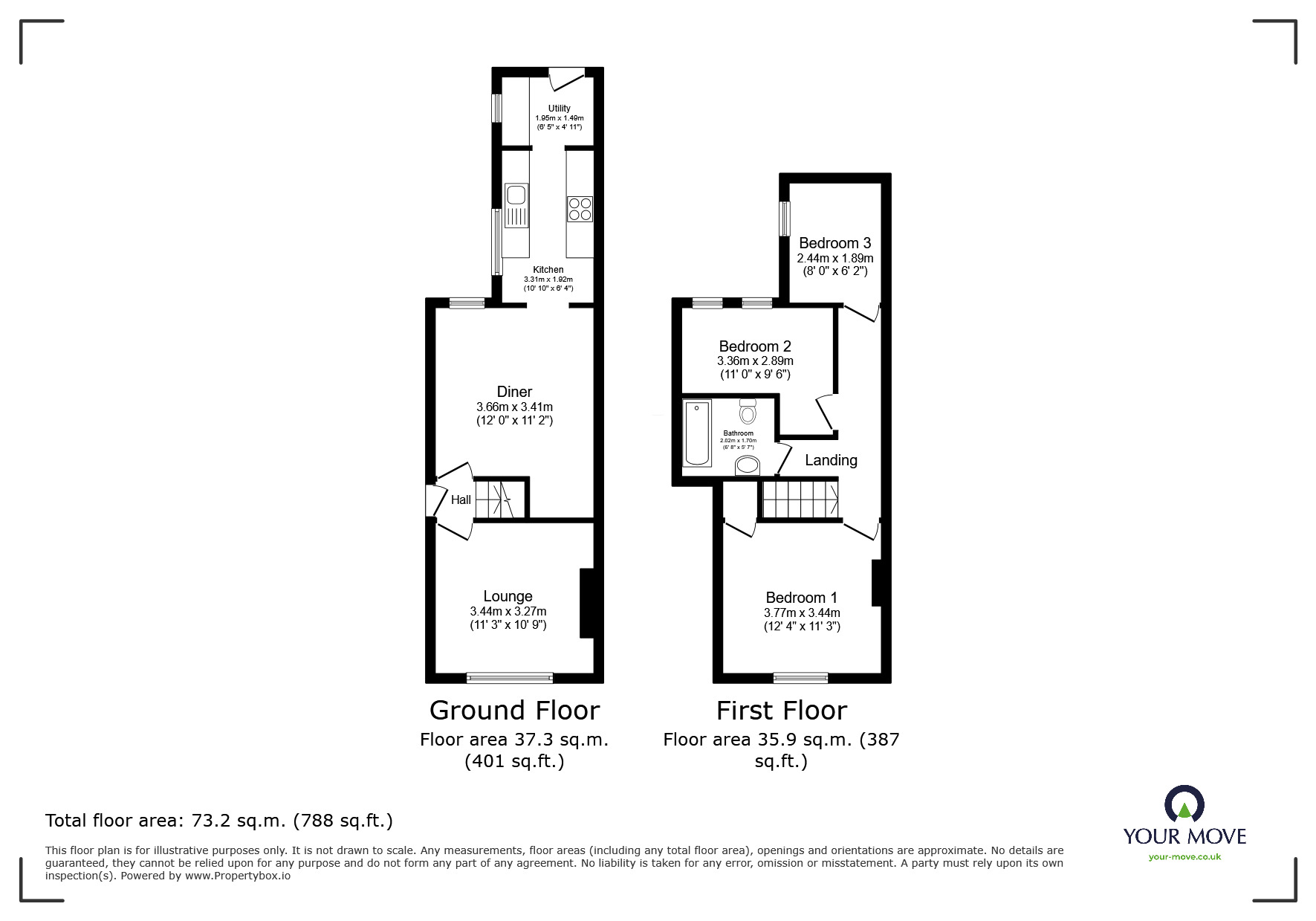 Floorplan of 3 bedroom End Terrace House for sale, Ewart Street, Lincoln, Lincolnshire, LN5