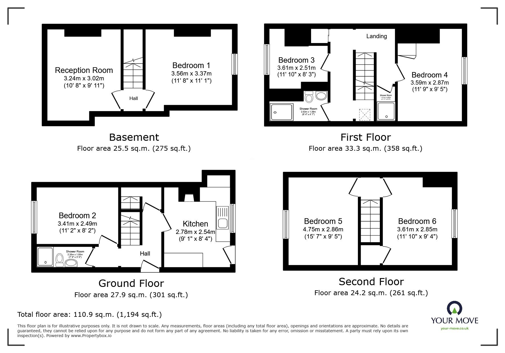 Floorplan of 6 bedroom Mid Terrace House for sale, Hereward Street, Lincoln, Lincolnshire, LN1