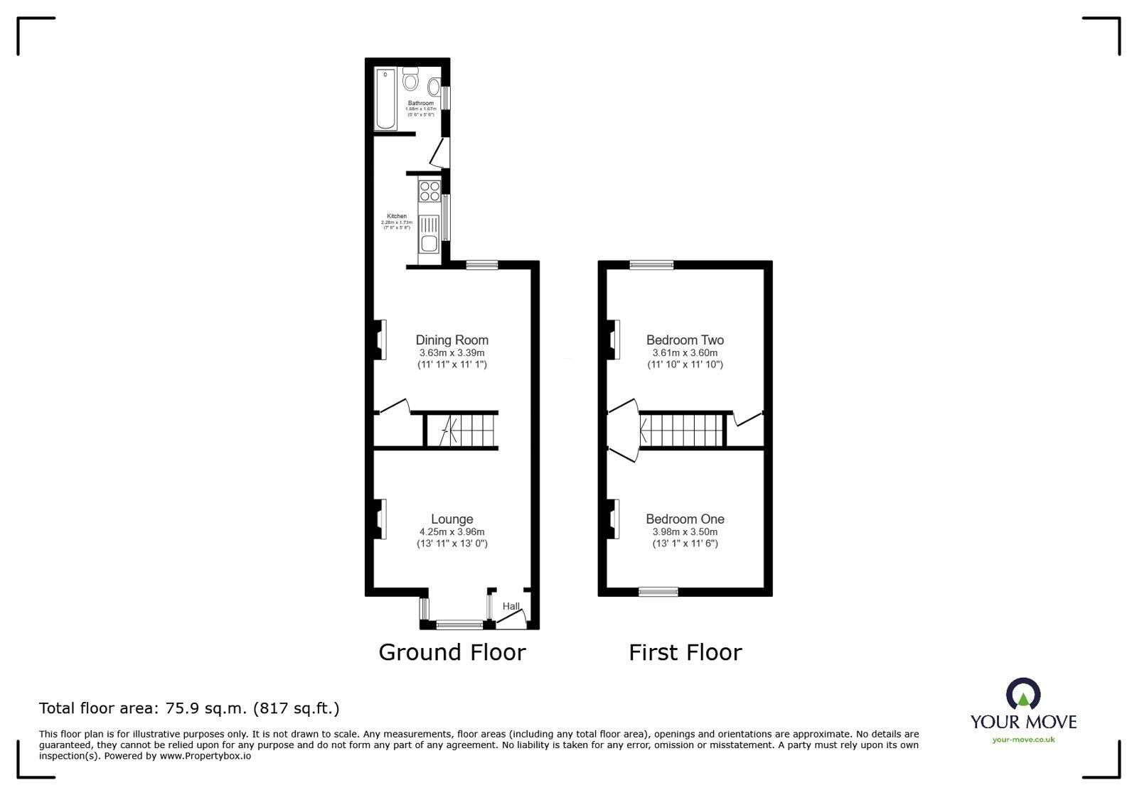 Floorplan of 2 bedroom Mid Terrace House for sale, Jubilee Crescent, Gainsborough, Lincolnshire, DN21