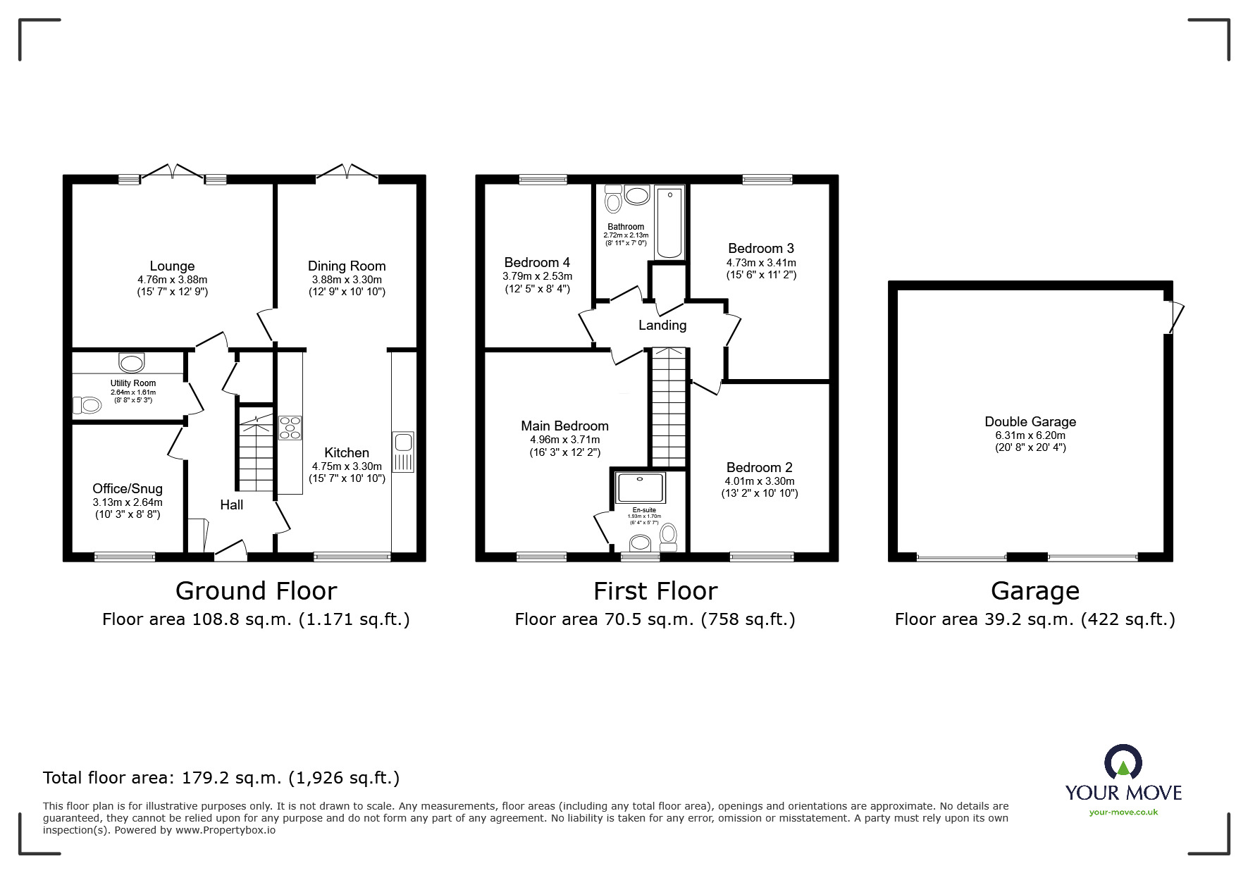 Floorplan of 4 bedroom Detached House for sale, Field Avenue, Saxilby, Lincolnshire, LN1