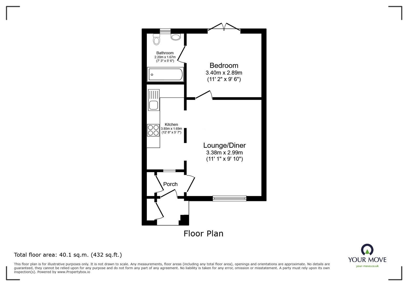 Floorplan of 1 bedroom Semi Detached Bungalow for sale, Elsham Crescent, Lincoln, Lincolnshire, LN6