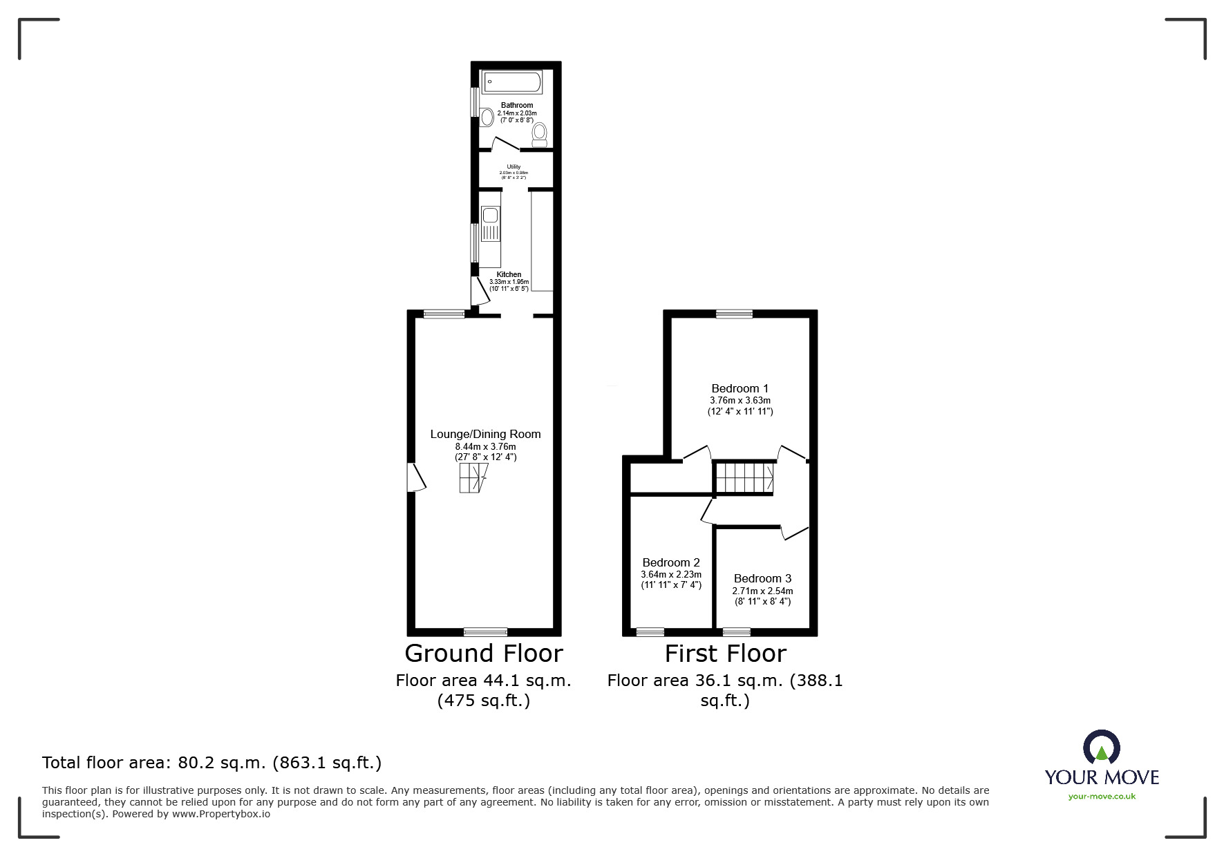 Floorplan of 3 bedroom Mid Terrace House for sale, Allison Street, Lincoln, Lincolnshire, LN1