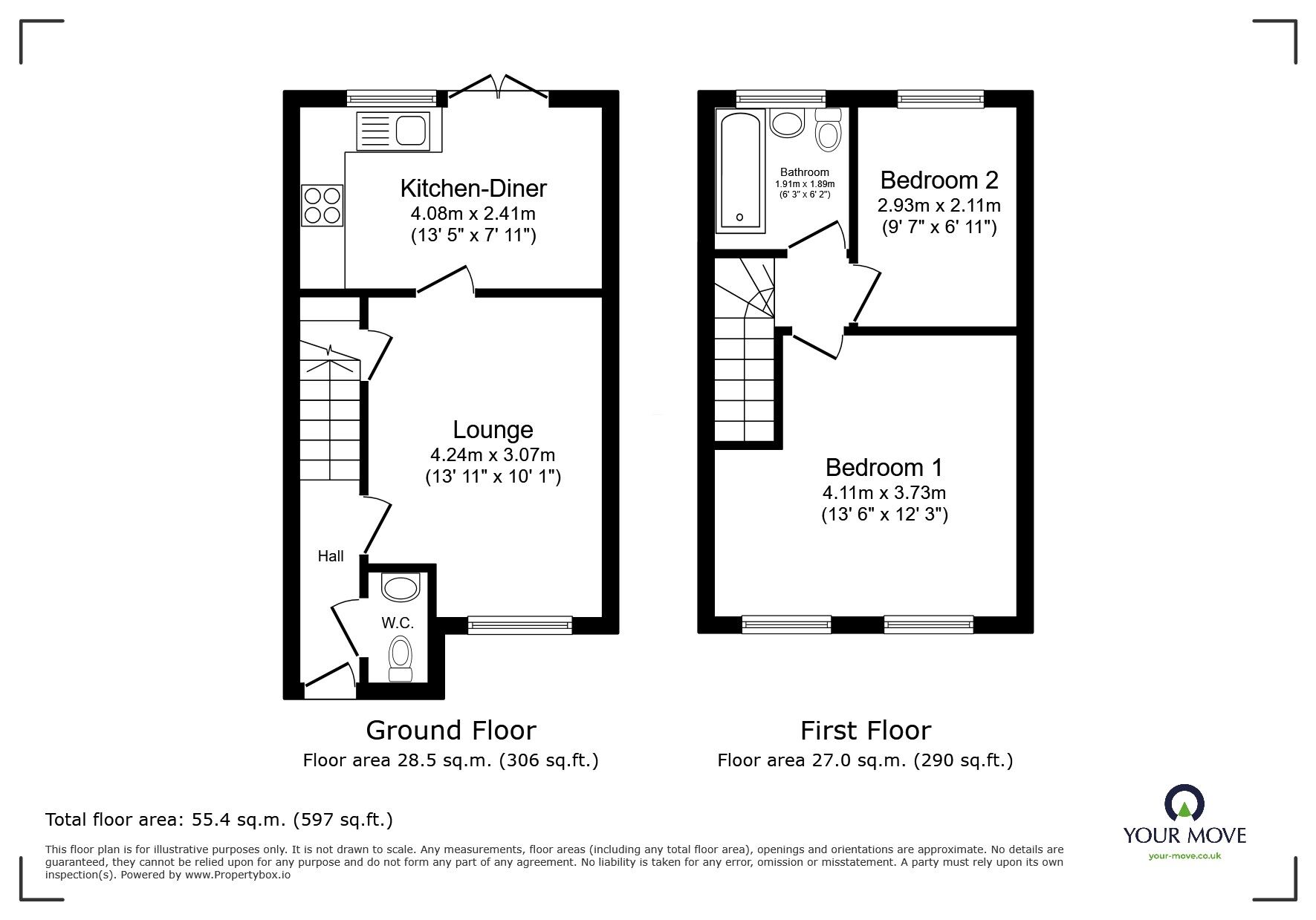 Floorplan of 2 bedroom End Terrace House for sale, Cupola Close, North Hykeham, Lincolnshire, LN6
