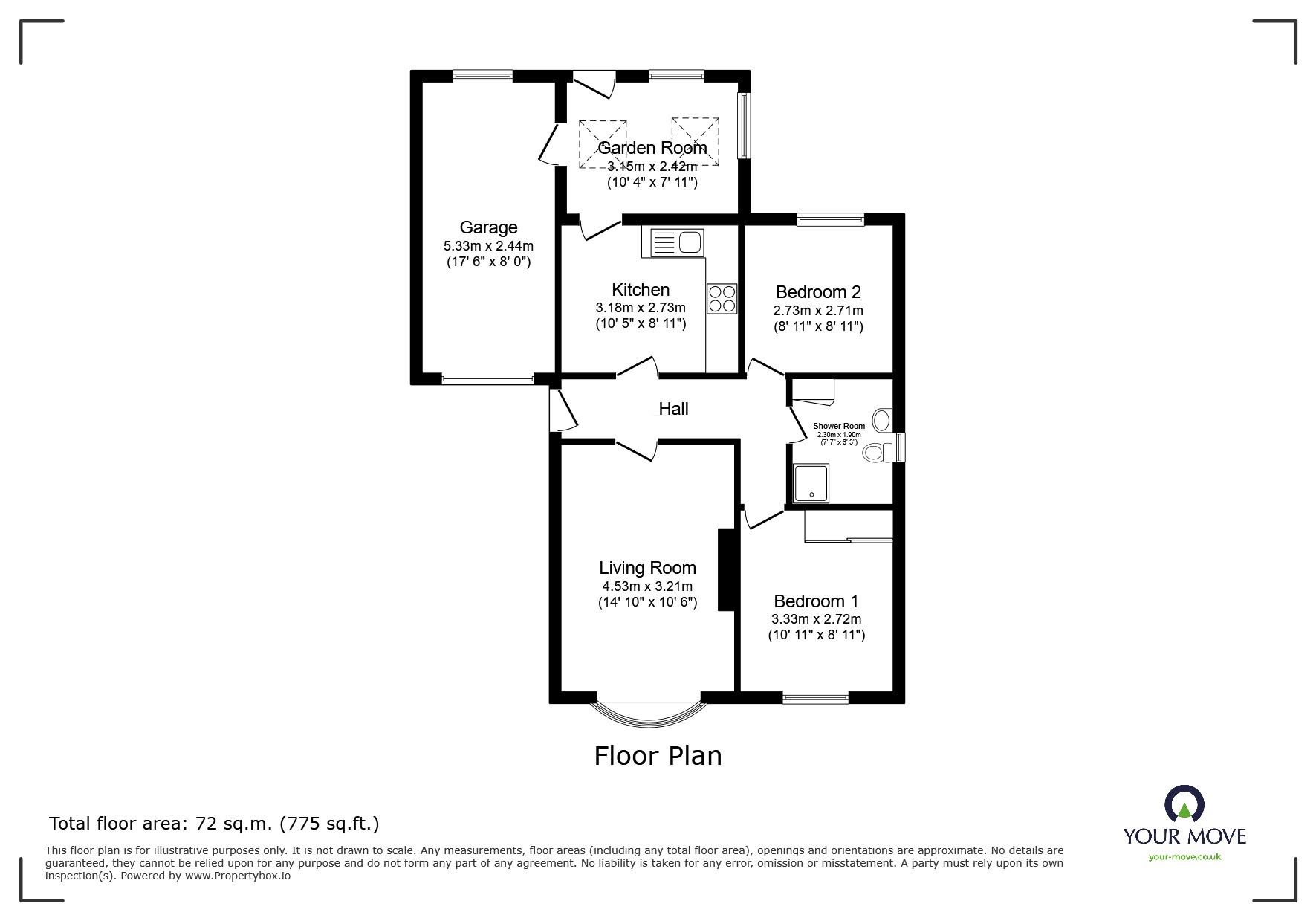 Floorplan of 2 bedroom Detached Bungalow for sale, Hebden Moor Way, North Hykeham, Lincolnshire, LN6
