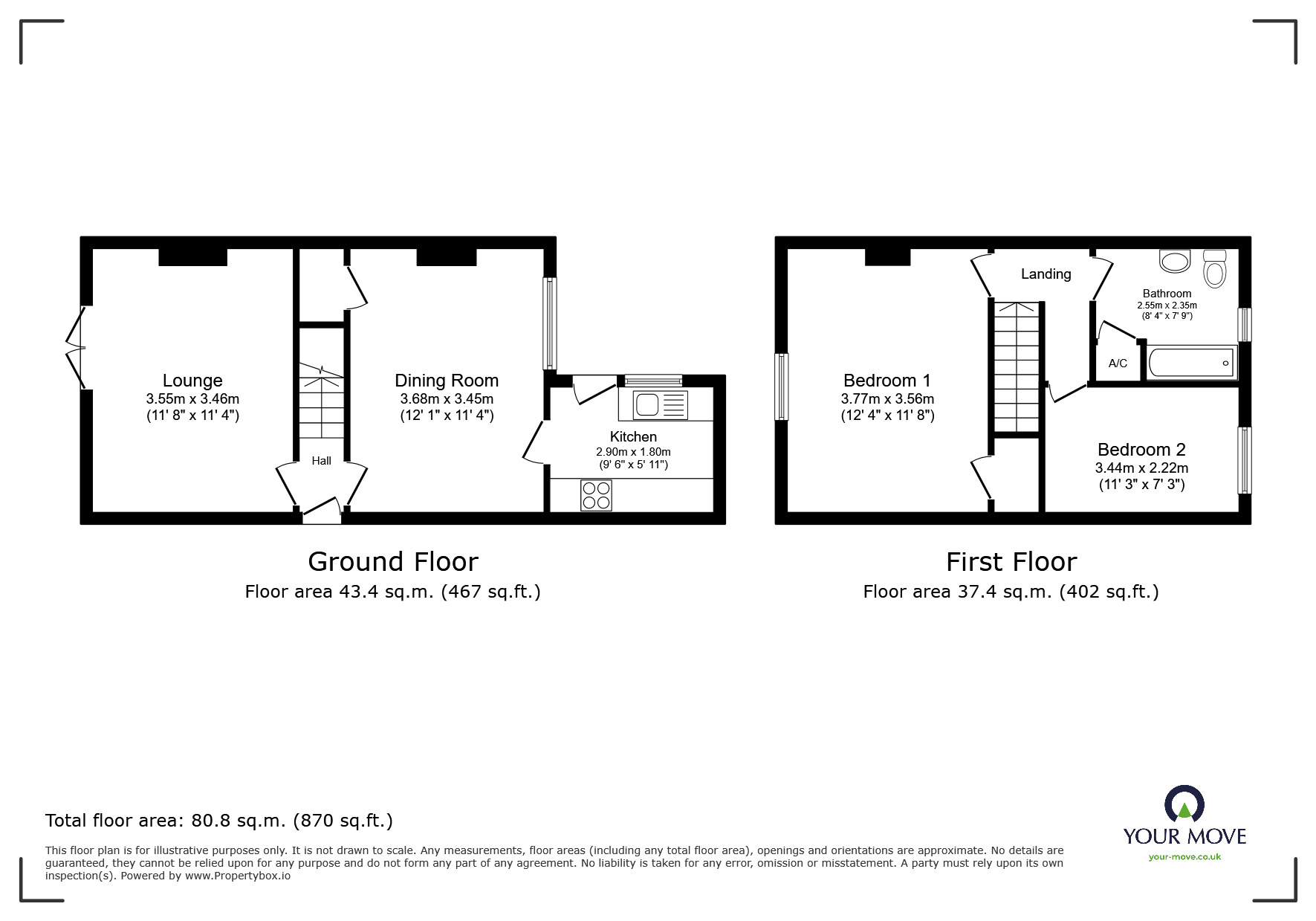 Floorplan of 2 bedroom Mid Terrace House for sale, Webb Street, Lincoln, Lincolnshire, LN5