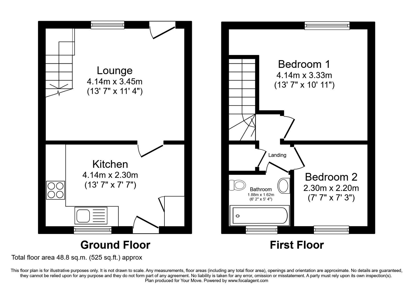 Floorplan of 2 bedroom Mid Terrace House for sale, Harrier Court, Lincoln, Lincolnshire, LN6