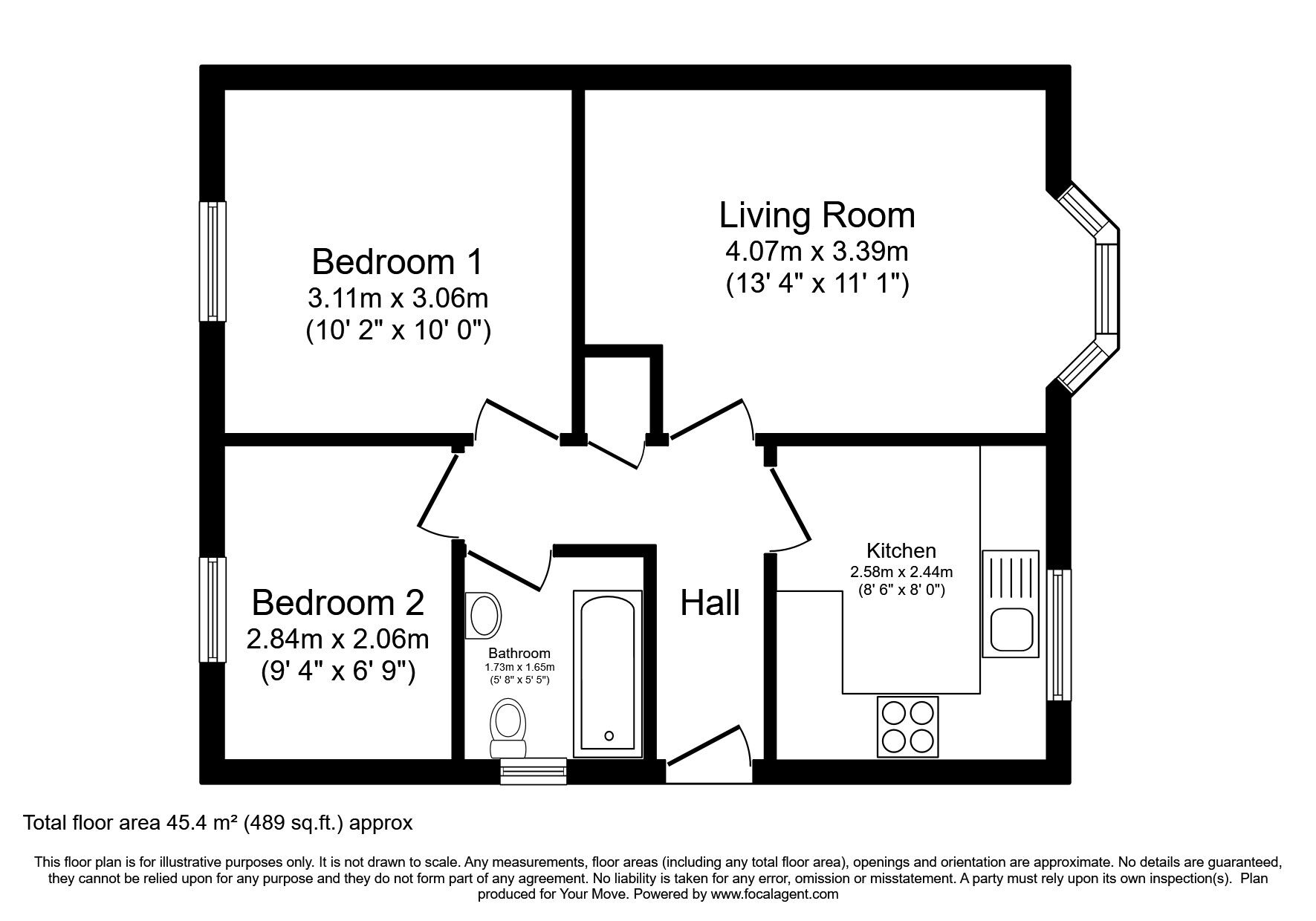 Floorplan of 2 bedroom Semi Detached Bungalow for sale, St. Catherines Court, Lincoln, Lincolnshire, LN5