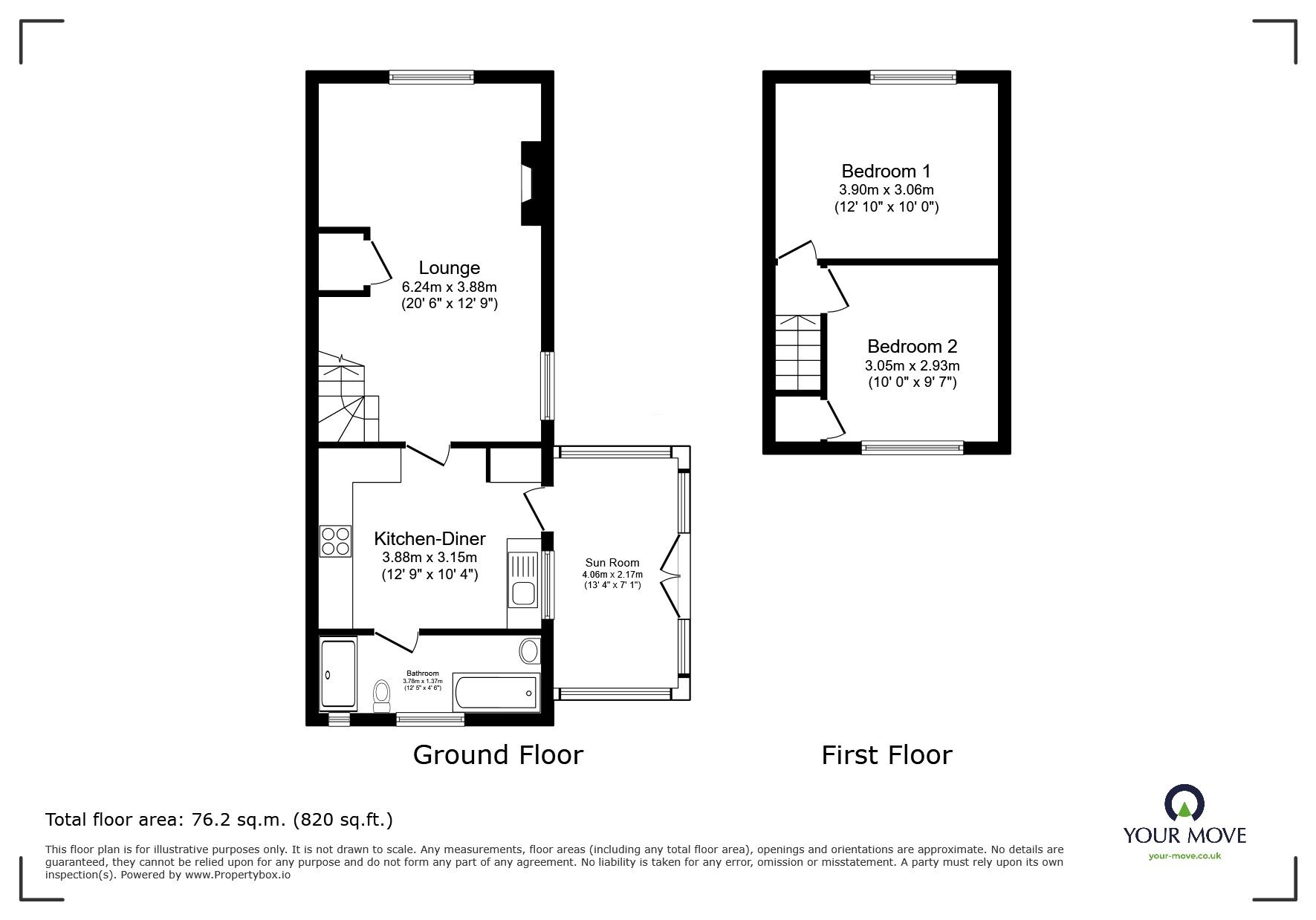 Floorplan of 2 bedroom Semi Detached House for sale, Station Road, Langworth, Lincolnshire, LN3